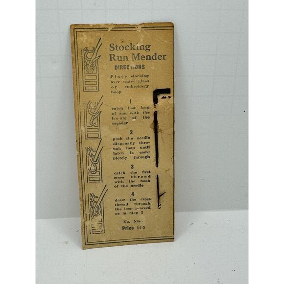 Stocking Run Mender on Original Card with Instructions 30's-40's - Picture 2 of 4